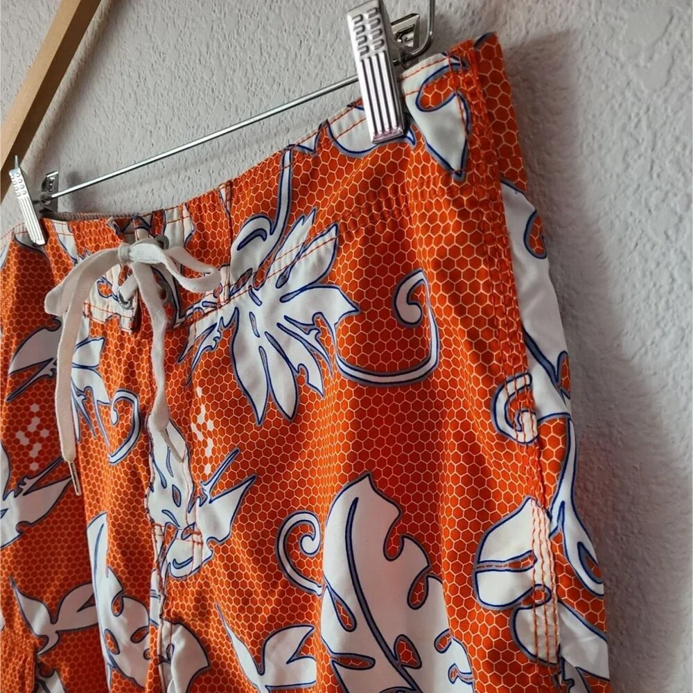 Billabong Y2K US Men's Size 33 Orange Hibiscus Aloha Board Shorts 9